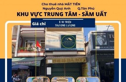 Cho thuê nhà Mặt Tiền Nguyễn Quý Anh 64m2, 1LẦU, 18 triệu